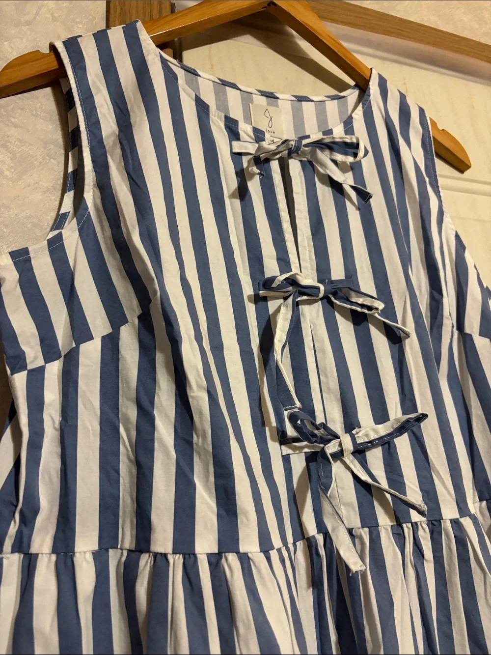 Joie Blue and White Striped‎ Sleeveless Midi Dress